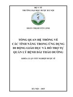 Đoàn thị huyền linh tổng quan hệ thống về các tính năng trong Ứng dụng di Động giáo dục và hỗ trợ tự quản lý bệnh Đái tháo Đường khóa luận tốt nghiệp dược sĩ