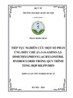 Phan minh thảo tiếp tục nghiên cứu một số phản Ứng Điều chế (e) 3 (4 amino 3,5  dimethylphenyl)acrylonitril hydroclorid trong quy trình tổng hợp rilpivirin khóa luận tốt nghiệp dược sĩ