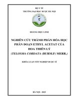 Hoàng diệu linh nghiên cứu thành phần hóa học phân Đoạn ethyl acetat của hoa thiên lý (telosma cordata (burm f) merr ) khóa luận tốt nghiệp dược sĩ
