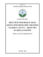 Nguyễn thị thủy phân tích tình hình sử dụng kháng sinh trong Điều trị sepsis tại khoa cấp cứu –  bệnh viện Đa khoa xanh pôn khóa luận tốt nghiệp dược sĩ