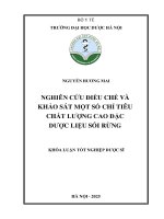 Nguyễn hương mai nghiên cứu Điều chế và khảo sát một số chỉ tiêu chất lượng cao Đặc dược liệu sói rừng khóa luận tốt nghiệp dược sĩ