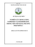 Hà thị nguyệt hiền nghiên cứu Định lượng naproxen và esomeprazol trong viên nén bằng phương pháp hptlc khoá luận tốt nghiệp dược sĩ