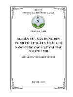 Phạm Đài nam nghiên cứu xây dựng quy trình chiết xuất và bào chế nang cứng cao hạt vải giàu polyphenol khóa luận tốt nghiệp dược sĩ