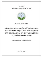 Nguyễn mạnh tuấn sàng lọc cây thuốc sử dụng theo hướng Điều trị sa sút trí tuệ của dân tộc dao tại xã ba vì, huyện ba vì, thành phố hà nội khóa luận tốt nghiệp dược sĩ