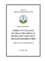 Trường Đại học dược hà nội hoàng việt khoa nghiên cứu Ứng dụng kỹ thuật phun Đông tụ Để bào chế vi hạt chứa diltiazem hydroclorid khóa luận tốt nghiệp dược sĩ