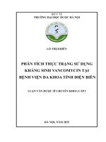 Lò thị khiên phân tích thực trạng sử dụng kháng sinh vancomycin tại bệnh viện Đa khoa tỉnh Điện biên luận văn dược sĩ chuyên khoa cấp i