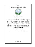 Phạm việt thành xây dựng mô hình dược Động học dựa trên sinh lý (pbpk) dự báo nồng Độ vancomycin trong máu trên bệnh nhân trẻ sơ sinh khoá luận tốt nghiệp dược sĩ