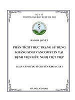 Đào Bá Quyết Phân Tích Thực Trạng Sử Dụng Kháng Sinh Vancomycin Tại Bệnh Viện Hữu Nghị Việt Tiệp Luận Văn Dược Sĩ Chuyên Khoa Cấp I.pdf