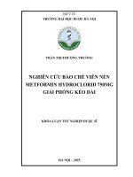 Trần thị thương thương nghiên cứu bào chế viên nén metformin hydroclorid 750mg giải phóng kéo dài khóa luận tốt nghiệp dược sĩ