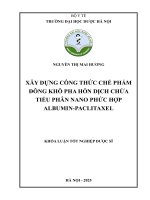 Nguyễn thị mai hương xây dựng công thức chế phẩm Đông khô pha hỗn dịch chứa tiểu phân nano phức hợp albumin paclitaxel khóa luận tốt nghiệp dược sĩ
