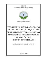 Võ thị minh huyền tổng hợp và Đánh giá tác dụng kháng ung thư của một số dẫn chất n hydroxycinnamamid mới mang khung 4 oxoquinazolin hướng Ức chế histon deacetylase khóa luận tốt nghiệp dược sĩ