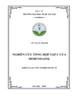 Vũ tuấn thành nghiên cứu tổng hợp tạp c của mebendazol khoá luận tốt nghiệp dược sĩ