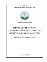 Nguyễn thu phương khảo sát thực trạng cấp phát thuốc ngoại trú tại bệnh viện Đa khoa xanh pôn khoá luận tốt nghiệp dược sĩ