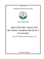 Quản trọng tiến phân tích thực trạng tồn trữ thuốc tại bệnh viện quân y 175 năm 2023 luận văn dược sĩ chuyên khoa cấp i