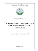 Lê thị huyền trang nghiên cứu phát triển hỗn dịch Định hướng nhỏ mắt chứa acyclovir khóa luận tốt nghiệp dược sĩ
