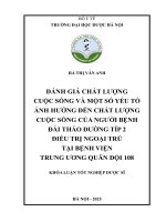 Hà thị vân anh Đánh giá chất lượng cuộc sống và một số yếu tố Ảnh hưởng Đến chất lượng cuộc sống của người bệnh Đái tháo Đường típ 2 Điều trị ngoại trú tại bệnh viện trung Ương quân Đội 108 khóa luận tốt nghiệp dược sĩ