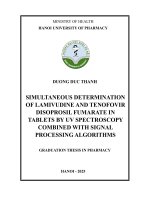 Duong duc thanh simultaneous determination of lamivudine and tenofovir disoprosil fumarate in tablets by uv spectroscopy combined with signal processing algorithms graduation thesis in pharmacy