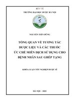 Nguyễn tiến dũng tổng quan về tương tác dược liệu và các thuốc Ức chế miễn dịch sử dụng cho bệnh nhân sau ghép tạng khóa luận tốt nghiệp dược sĩ