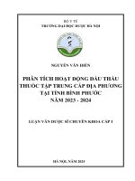 Nguyễn văn hiền phân tích hoạt Động Đấu thầu thuốc tập trung cấp Địa phương tại tỉnh bình phước năm 2023   2024 luận văn dược sĩ chuyên khoa cấp i