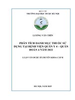 Lương văn thìn phân tích danh mục thuốc sử dụng tại bệnh viện quân y 4 – quân Đoàn 4 năm 2022 luận văn dược sĩ chuyên khoa cấp ii