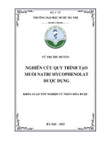 Vũ thị thu huyền nghiên cứu quy trình tạo muối natri mycophenolat dược dụng khóa luận tốt nghiệp cử nhân hóa dược