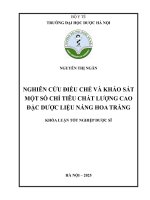 Nguyễn thị ngân nghiên cứu Điều chế và khảo sát một số chỉ tiêu chất lượng cao Đặc dược liệu náng hoa trắng khóa luận tốt nghiệp dược sĩ