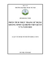 Bùi hoàng vinh phân tích thực trạng sử dụng kháng sinh tại bệnh viện quân y 7a năm 2022 luận văn dược sĩ chuyên khoa cấp ii
