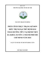 Nguyễn thị xuân hồng phân tích thực trạng kê Đơn Điều trị ngoại trú bệnh Đái tháo Đường típ 2 tại bệnh viện Đa khoa xuyên Á thành phố hồ chí minh năm 2024 luận văn dược sĩ chuyên khoa cấp i