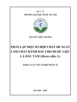 Nguyễn thùy dương phân lập một số hợp chất Đề xuất làm chất Đánh dấu cho dược liệu lá dâu tằm (morus alba  l) khóa luận tốt nghiệp dược sĩ
