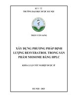 Trần văn sang xây dựng phương pháp Định lượng resveratrol trong sản phẩm niosome bằng hplc khóa luận tốt nghiệp dược sĩ