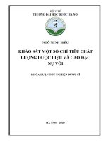 Ngô minh hiếu khảo sát một số chỉ tiêu chất lượng dược liệu và cao Đặc nụ vối khóa luận tốt nghiệp dược sĩ