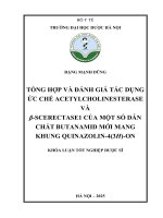 Đặng mạnh dũng tổng hợp và Đánh giá tác dụng Ức chế acetylcholinesterase và Β scerectase1 của một số dẫn chất butanamid mới mang khung quinazolin 4(3h) on khóa luận tốt nghiệp dược sĩ