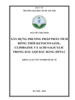 Nguyễn thị ninh xây dựng phương pháp phân tích Đồng thời ketoconazol, climbazol và acid salicylic trong dầu gội Đầu bằng hptlc khóa luận tốt nghiệp dược sĩ