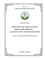 Chu Đài trang phân tích thực trạng sử dụng kháng sinh amikacin tại trung tâm y tế huyện thanh ba luận văn dược sĩ chuyên khoa cấp i