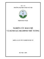 Trịnh bảo ngọc nghiên cứu bào chế và Đánh giá shampoo nhũ tương khóa luận tốt nghiệp dược sĩ