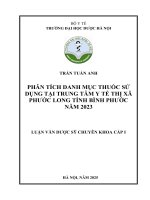 Trần tuấn anh phân tích danh mục thuốc sử dụng tại trung tâm y tế thị xã phước long tỉnh bình phước năm 2023 luận văn dược sỹ chuyên khoa cấp i