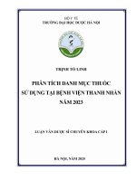 Trịnh Tố Linh Phân Tích Danh Mục Thuốc Sử Dụng Tại Bệnh Viện Thanh Nhàn Năm 2023 Luận Văn Dược Sĩ Chuyên Khoa Cấp I.pdf
