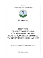 Phạm tiến huy phân tích chất lượng cuộc sống của bệnh nhân ung thư Đang sử dụng thuốc giảm Đau tại bệnh viện hữu nghị lạc việt luận văn dược sĩ chuyên khoa cấp i