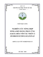 Ngô ngọc long nghiên cứu tổng hợp epolamin bằng phản Ứng alkyl hóa với tác nhân 2  hydroxyethylsulfonat khoá luận tốt nghiệp dược sĩ