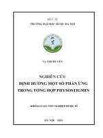 Tạ thị huyền nghiên cứu Định hướng một số phản Ứng trong tổng hợp physostigmin khóa luận tốt nghiệp dược sĩ