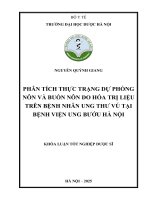 Nguyễn quỳnh giang phân tích thực trạng dự phòng nôn và buồn nôn do hóa trị liệu trên bệnh nhân ung thư vú tại bệnh viện ung bướu hà nội khóa luận tốt nghiệp dược sĩ