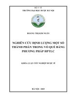 Hoàng thị kim ngân nghiên cứu Định lượng một số thành phần trong vỏ quế bằng phương pháp hptlc khóa luận tốt nghiệp dược sĩ