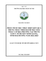 Nguyễn văn huy phân tích việc thực hiện kết quả trúng thầu theo danh mục Đấu thầu cấp Địa phương tại trung tâm y tế huyện ninh giang, tỉnh hải dương năm 2022 2023 luận văn dược sĩ chuyên khoa cấp i