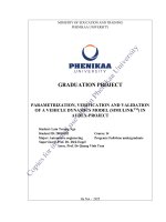 Parametrization, verification and validation of a vehicle dynamics model (simulinktm) in audex project