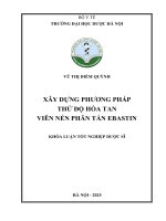Vũ thị diễm quỳnh xây dựng phương pháp thử Độ hòa tan viên nén phân tán ebastin khóa luận tốt nghiệp dược sĩ