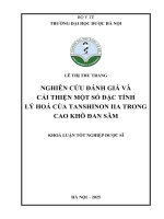 Lê thị thu trang nghiên cứu Đánh giá và cải thiện một số Đặc tính lý hoá của tanshinon iia trong cao khô Đan sâm khoá luận tốt nghiệp dược sĩ