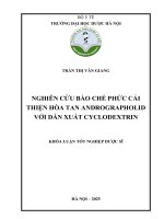 Trần thị vân giang nghiên cứu bào chế phức cải thiện hòa tan andrographolid với dẫn xuất cyclodextrin khóa luận tốt nghiệp dược sĩ