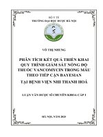 Võ thị nhung phân tích kết quả triển khai quy trình giám sát nồng Độ thuốc vancomycin trong máu theo tiếp cận bayesian tại bệnh viện nhi thanh hoá luận văn dược sĩ chuyên khoa cấp i