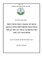 Nguyễn ngọc khải phân tích thực trạng sử dụng kháng sinh trên bệnh nhân phẫu thuật mổ lấy thai tại bệnh viện phụ sản thái bình luận văn dược sĩ chuyên khoa cấp 1