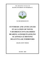 Vo thi minh huyen synthesis and anticancer evaluation of novel n hydroxycinnamamides bearing 4 oxoquinazoline scaffold as histone deacetylase inhibitors graduation thesis
